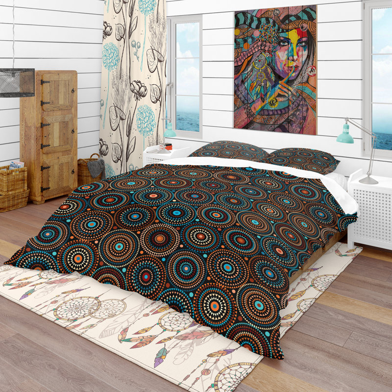 Ensemble de housse de couette bohème et éclectique, Housse de couette très grand + 2 taies décoratives