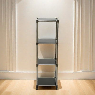 4 Stainless Steel Storage Shelf, 100Lbs Load Capacity Per Black, For Garage, Basement, Utility Room, Indoor/Outdoor Organization