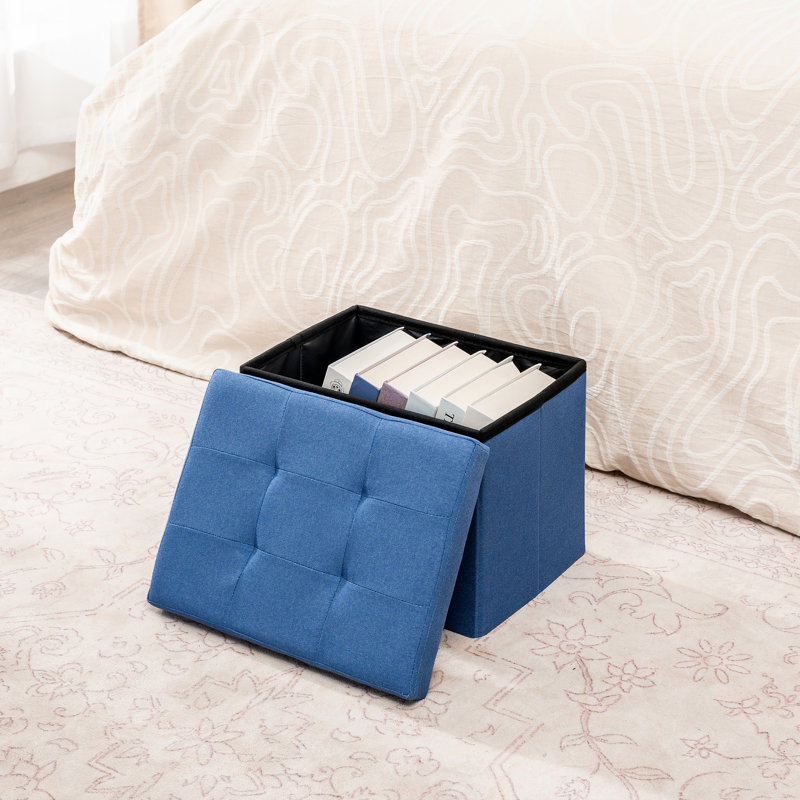 Repose-pieds de rangement pliable avec couvercle réversible, Bleu