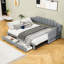 Lit de jour simple rembourré 2 tiroirs avec couchette simple et éclairage DEL-942188351