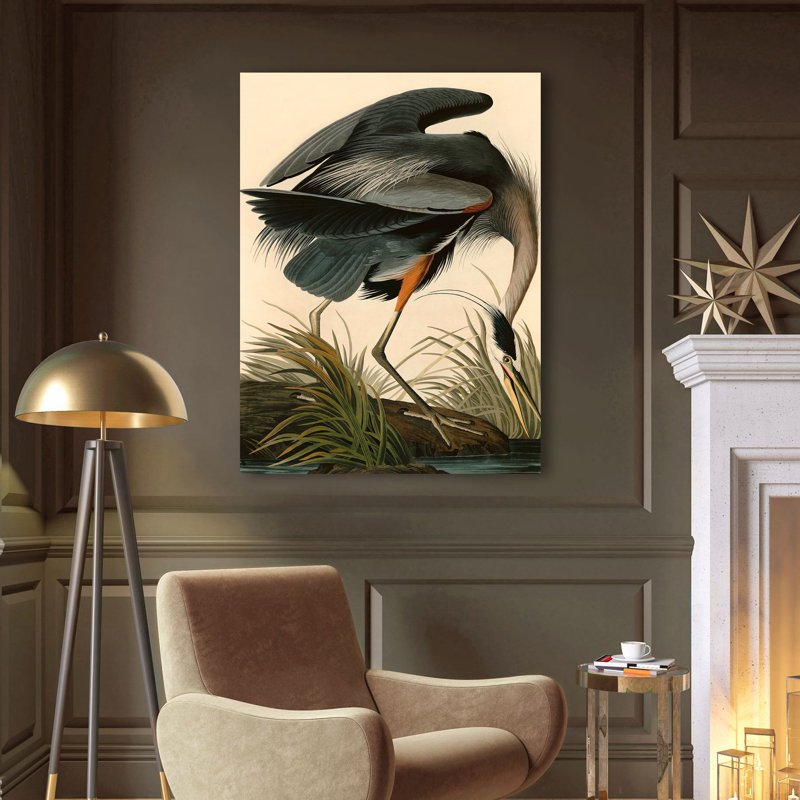 Great Blue Heron by John Audubon - Wrapped Canvas Painting, 120cm H x 90cm W x 4cm D
