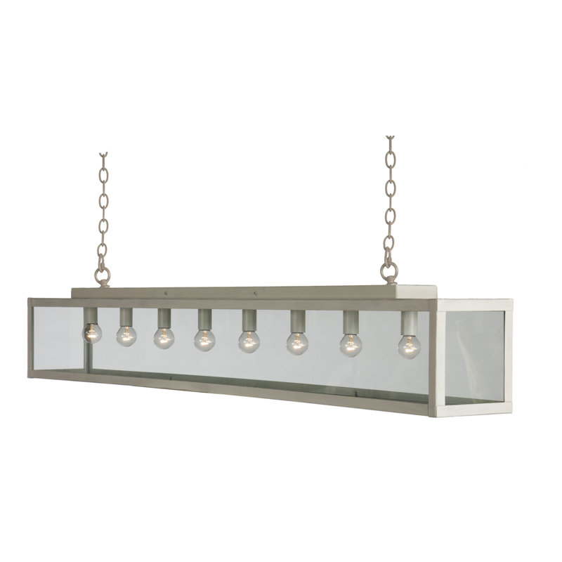 Taplin 8 - Light Lead Paint Metal/Clear Glass Kitchen Island Pendant, Grey Beige Metal/Clear Glass