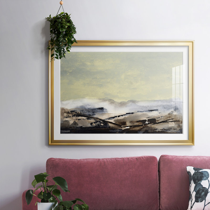 Shanthih I, reproduction d'art encadrée, Or, H 30 po x l 44 po x P 1,5 po