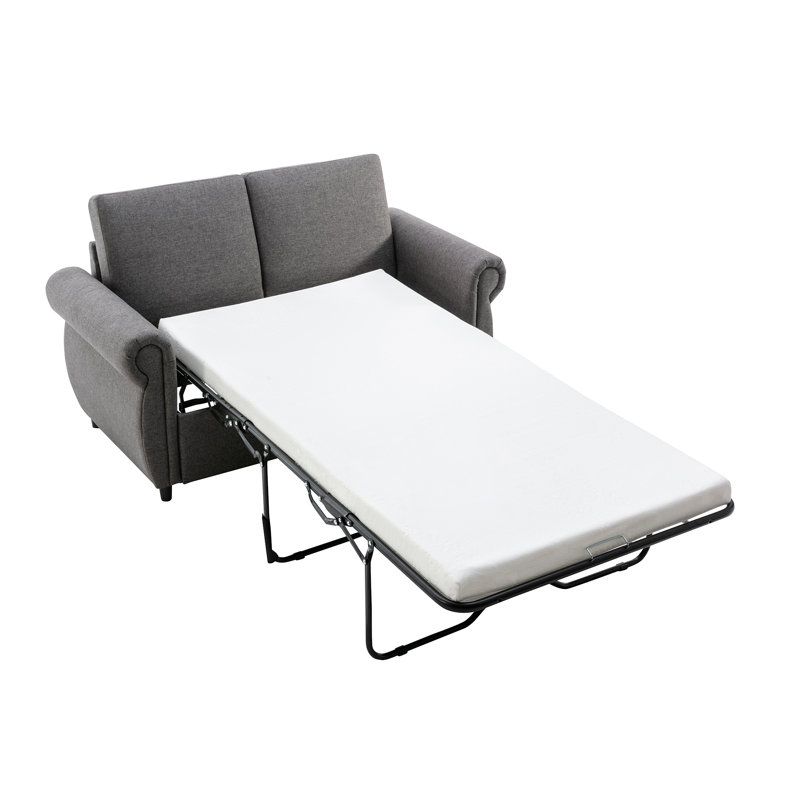 Canapé-lit 57,9 po avec matelas à mémoire de forme et deux ports USB pour espace de salon, Gris