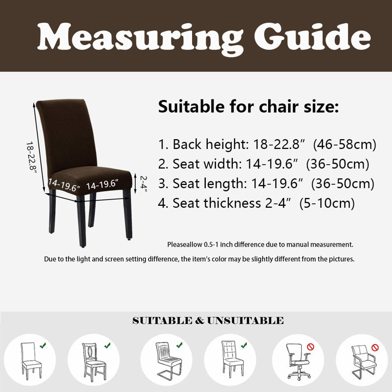 Housses de chaise, housses de chaise de salle à manger, protection de siège extensible, ensemble de 6, Brun