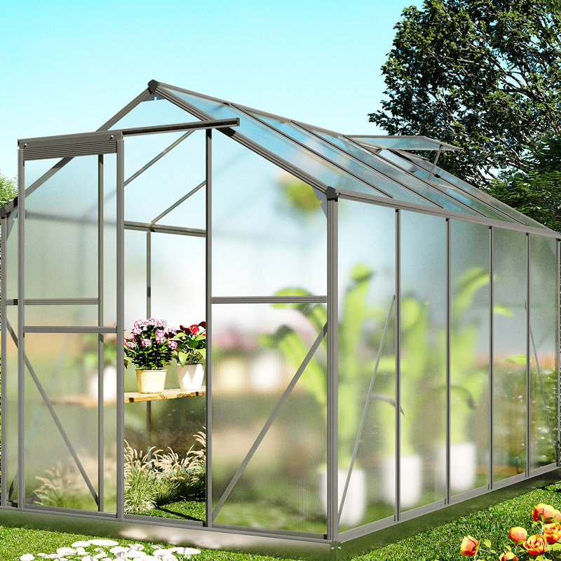 6 Ft W X 10 Ft D Hobby Greenhouse, Gray