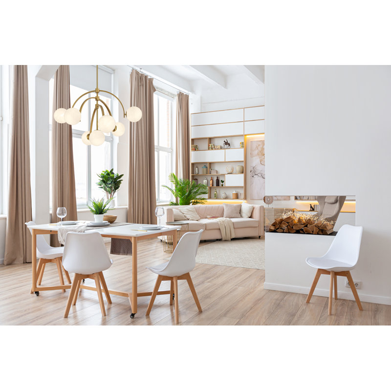 Marias 7-Light Warm Brass Globe Chandelier with Strie Glass