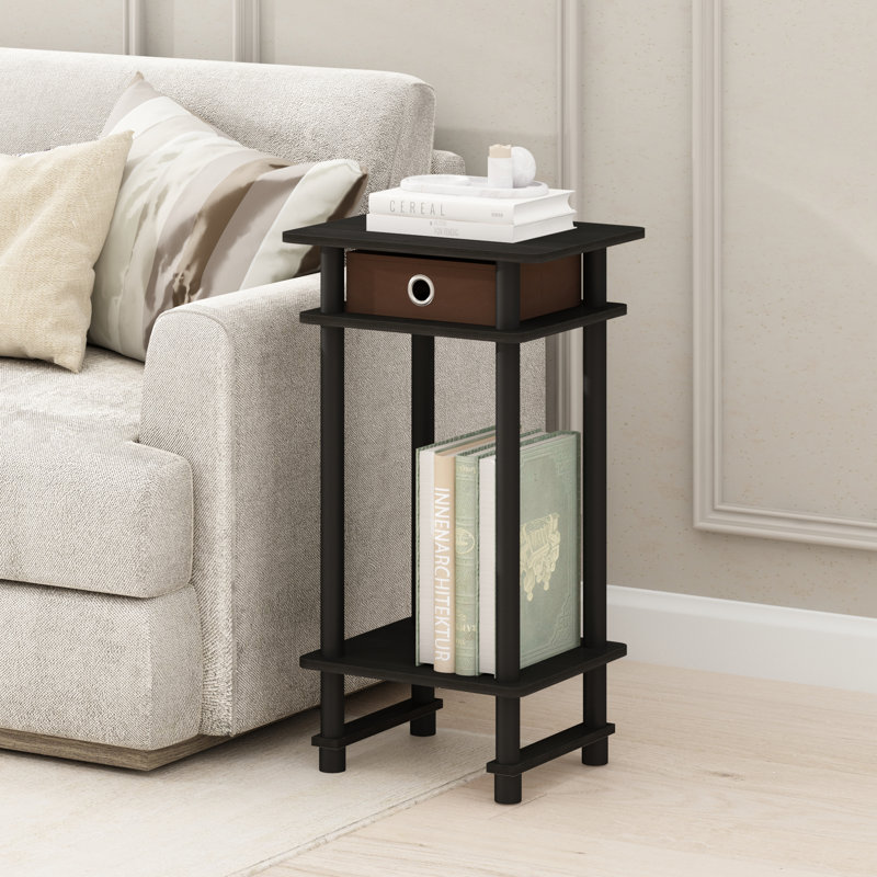 Table de bout haute Turn-N-Tube Ebern Designs, table d'appoint avec bac, espresso noir / brun