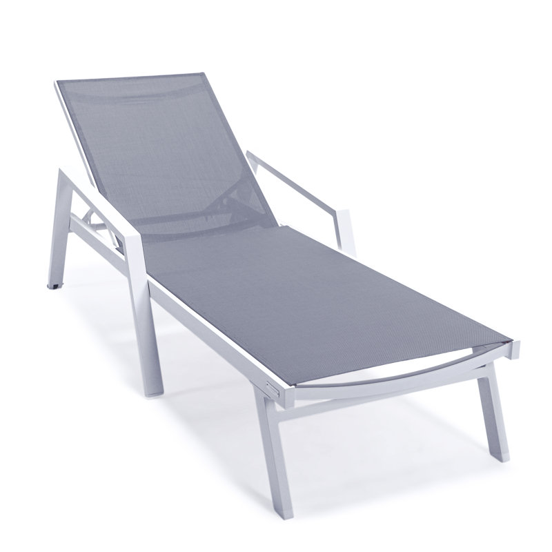 Outdoor Patio Reclining Chaise Lounge with Wheels, Powder-Coated Aluminum Frame and Breathable Sling Mesh, Adjustable Backrest for Poolside and Deck Use