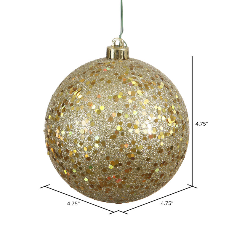 Décoration de boule décorative des Fêtes, Paillettes dorées, H 4,75 po x l 4,75 po x P 4,75 po