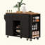 Îlot de cuisine 85,5 po avec table de salle à manger extensible, table de rangement de cuisine avec 3 tablettes ouvertes latérales, îlot de cuisine roulant avec prise de courant, 3 tiroirs, 2 portes, pour la cuisine, la salle à manger-133409537