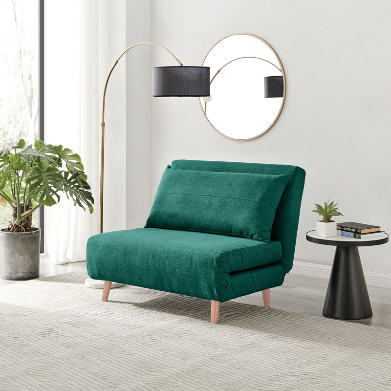 Berlyn Armchair and Single Futon - Luxury Modern Design, Green Velvet