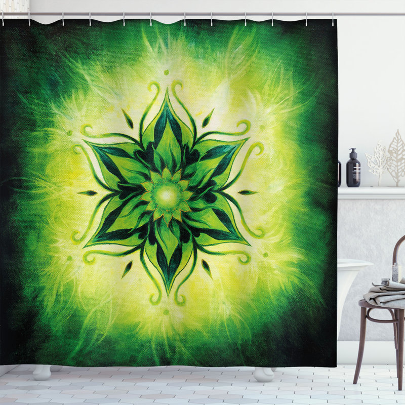 Ensemble de rideau de douche avec crochets lotus, H 70 po x l 69 po