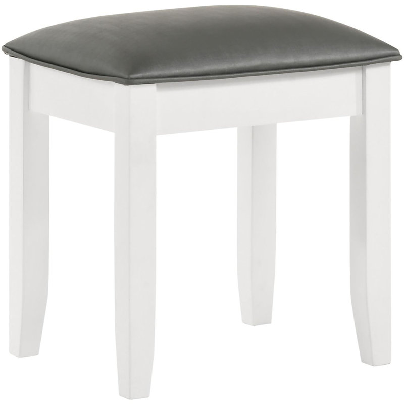 Tabouret de coiffeuse avec siège rembourré blanc brillant