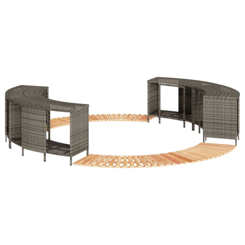 Contour de spa vidaXL en poly rotin noir et bois d'acacia massif, Black