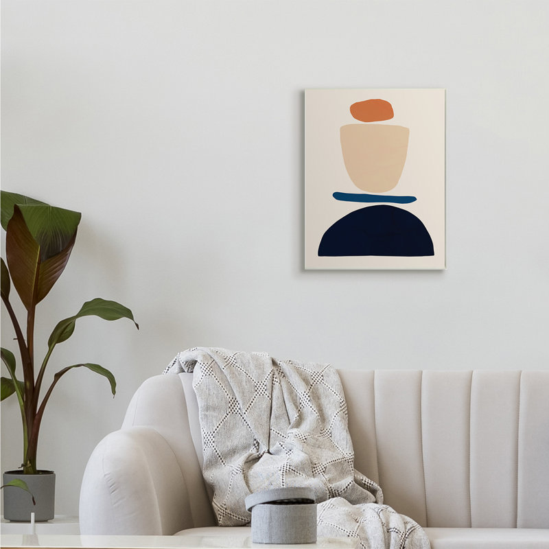 Formes abstraites occidentales, orange et bleu par Victoria Barnes - impression, H 19 po x l 13 po, Plaque murale