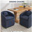 Ensemble de 1 fauteuil de salle à manger en chenille avec coussin de dossier et roues universelles, bleu-1656168102