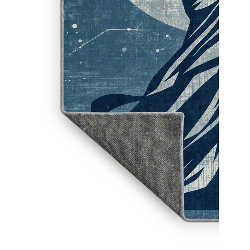 Tapis bleu moelleux moelleux Artemis, 4 x 6