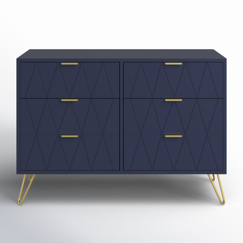 Marable 39.4'' W 6 - Drawer Dresser, Navy Blue