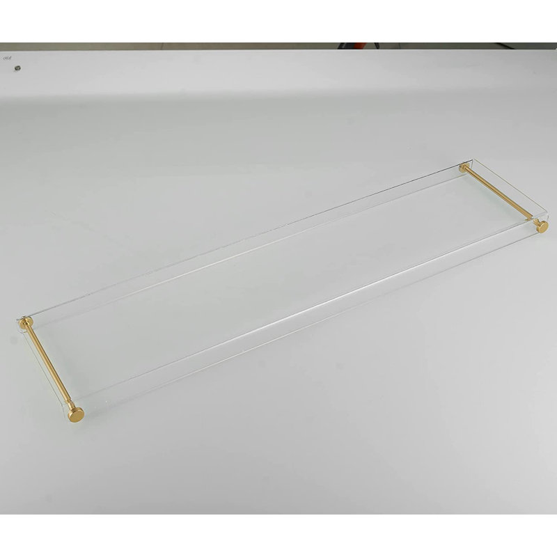 Clear Acrylic Freestanding Bathtub Tray with Gold Rails