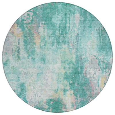 Tapis rond bleu 8 po