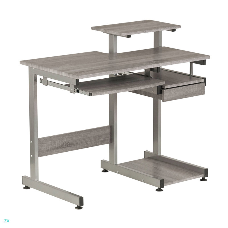 Complete Computer Workstation Desk, Gray/Silver