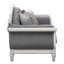 Causeuse Florian en tissu gris et blanc antique avec 3 coussins