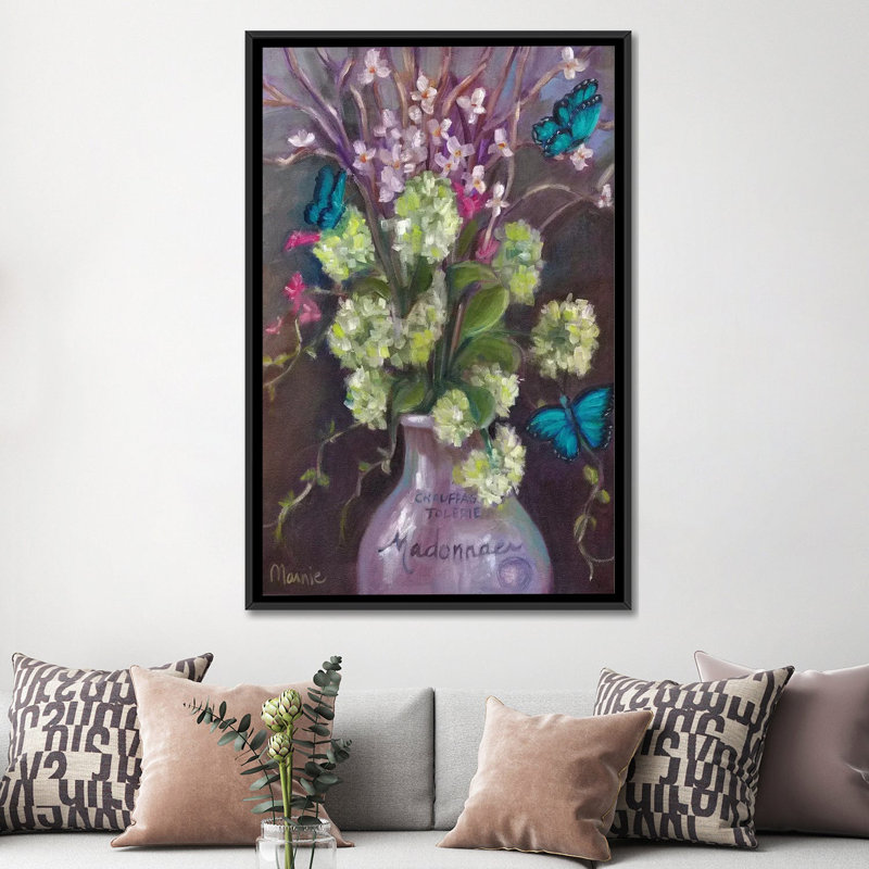 « not so still life », reproduction sur toile, H 26 po x l 18 po x P 1,5 po, Toile avec cadre noir, Pas de tapis