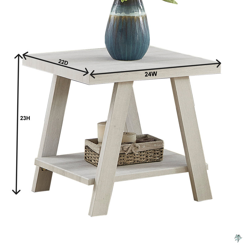 Two-Tone Wood Shelf End Table, Gray