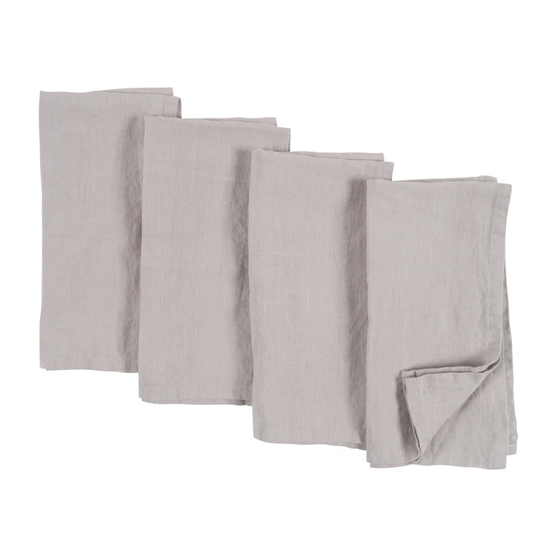 Alvia Linen Square Napkin, Light Gray