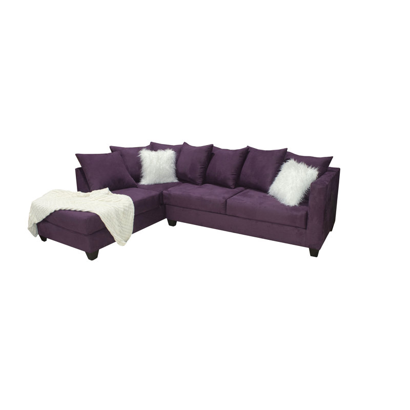 Almondsbury 2-Piece Upholstered Sectional, Purple Polyester