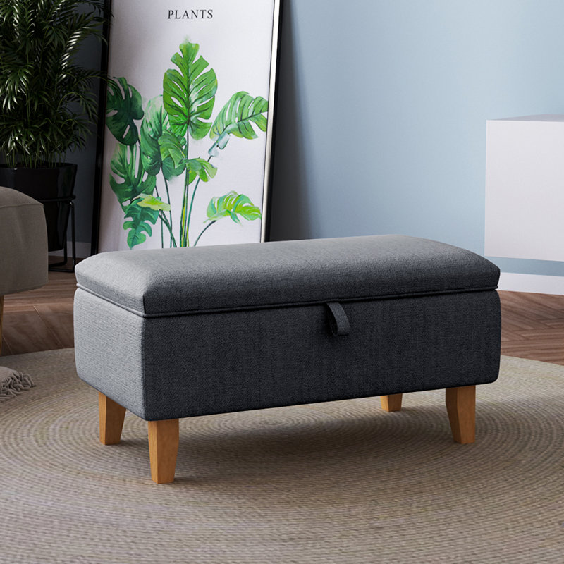 Amelie 71Cm Wide Rectangle Storage Ottoman, Dark Grey