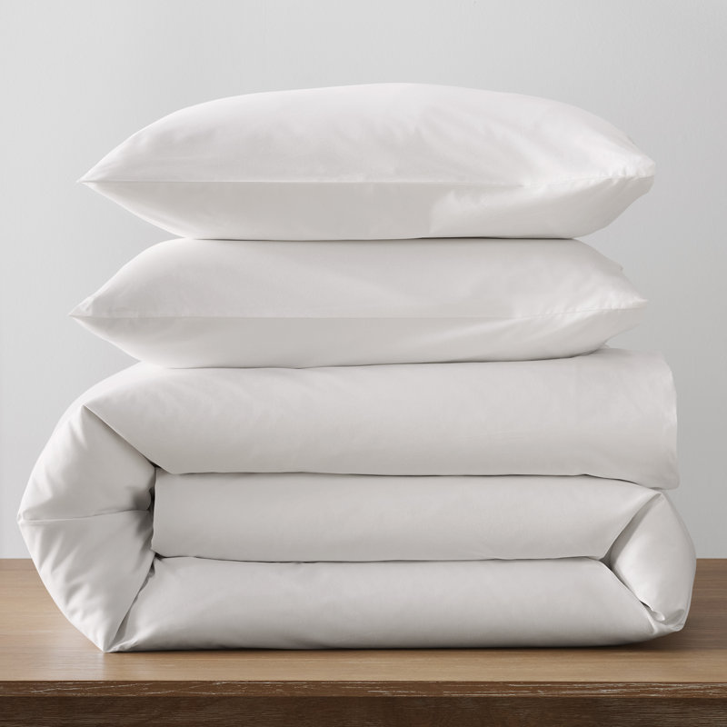 Coyer Classic Cotton Percale Duvet Cover Set, Soft Gray, King / Cal King Duvet Cover + 2 Pillow Shams