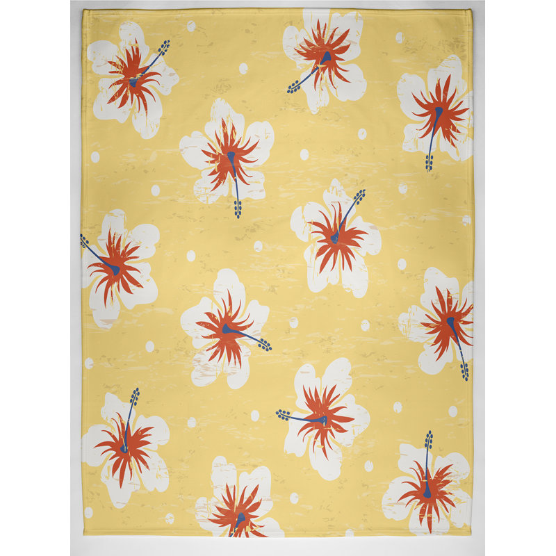 Tashi Plain Weave / Muslin Throw Blanket, Yellow/White/Orange