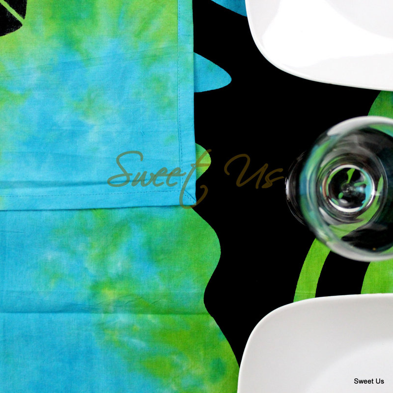 Nappe Tie-Dye Celtic Triquetra Trinity, Bleu / vert