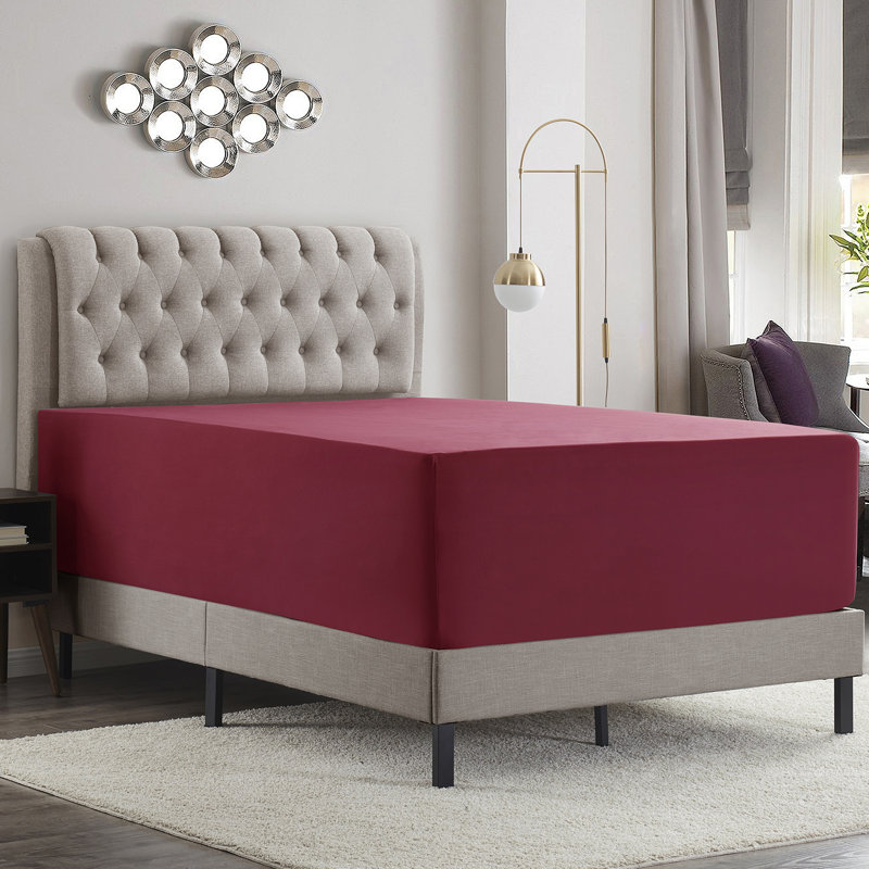 Drap-housse uni Empyrean Bedding, Drap-housse pour lit simple TG, Bourgogne