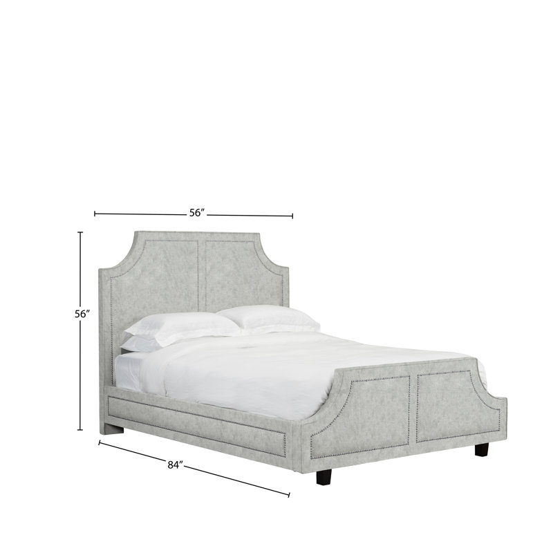 Lit plateforme en tissu d’ameublement Stoller, Double, Velours - Argenté
