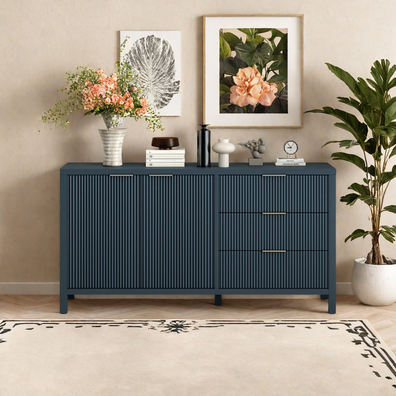 Buffet Minimalist Wave, Bleu