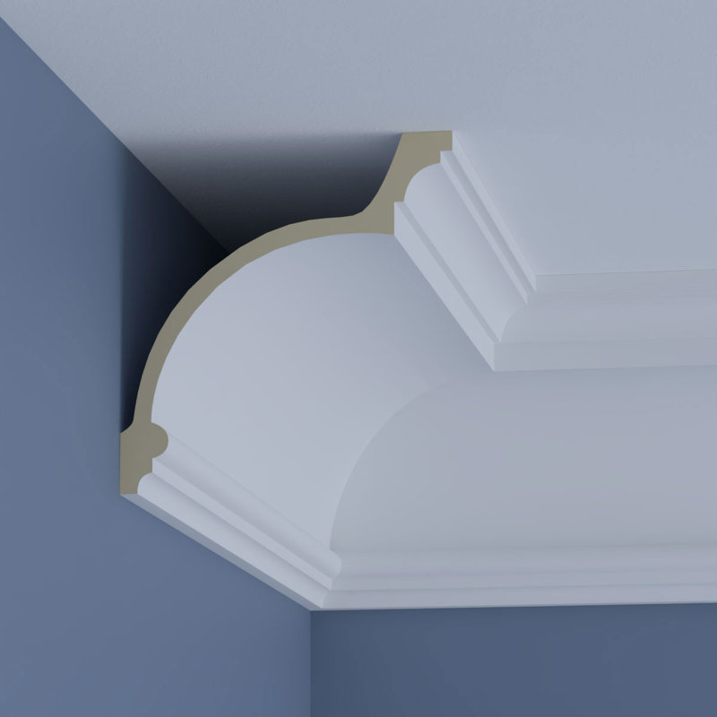 Endurathane Aria Crown Moulding, 11"H x 10 5/8"P x 15 3/8"F x 96"L, Factory Primed
