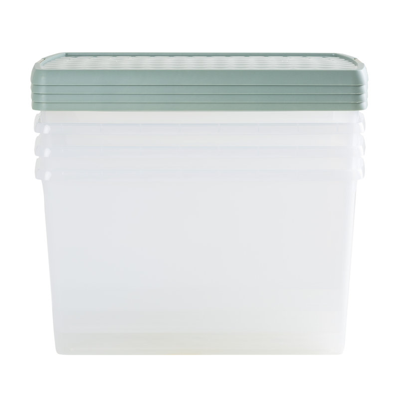 Wham Clip 62L Rectangular Plastic Storage Boxes with Secure Clip Lock Lids. L:59.5 x W:39.5 x H:33.5cm