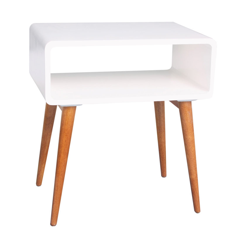 Solid Wood End Table, White
