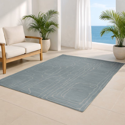 Abstract Gray Indoor and Outdoor Area Rug