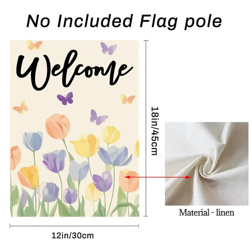 Drapeau de jardin doux à double face de style tulipe, 12 po x 18 po