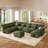 U-Shaped Upholstered Modular Sectional Sofa With Storage, 9 Seat  Corduroy  Couche With Adjustable Arms Backs,Plush Supportive Cushions, Green-1793217274
