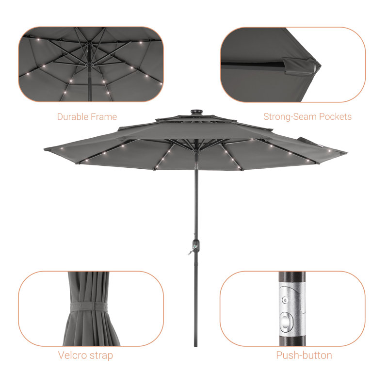 Parasol de marché éclairé 120 po Sanfra, Gris