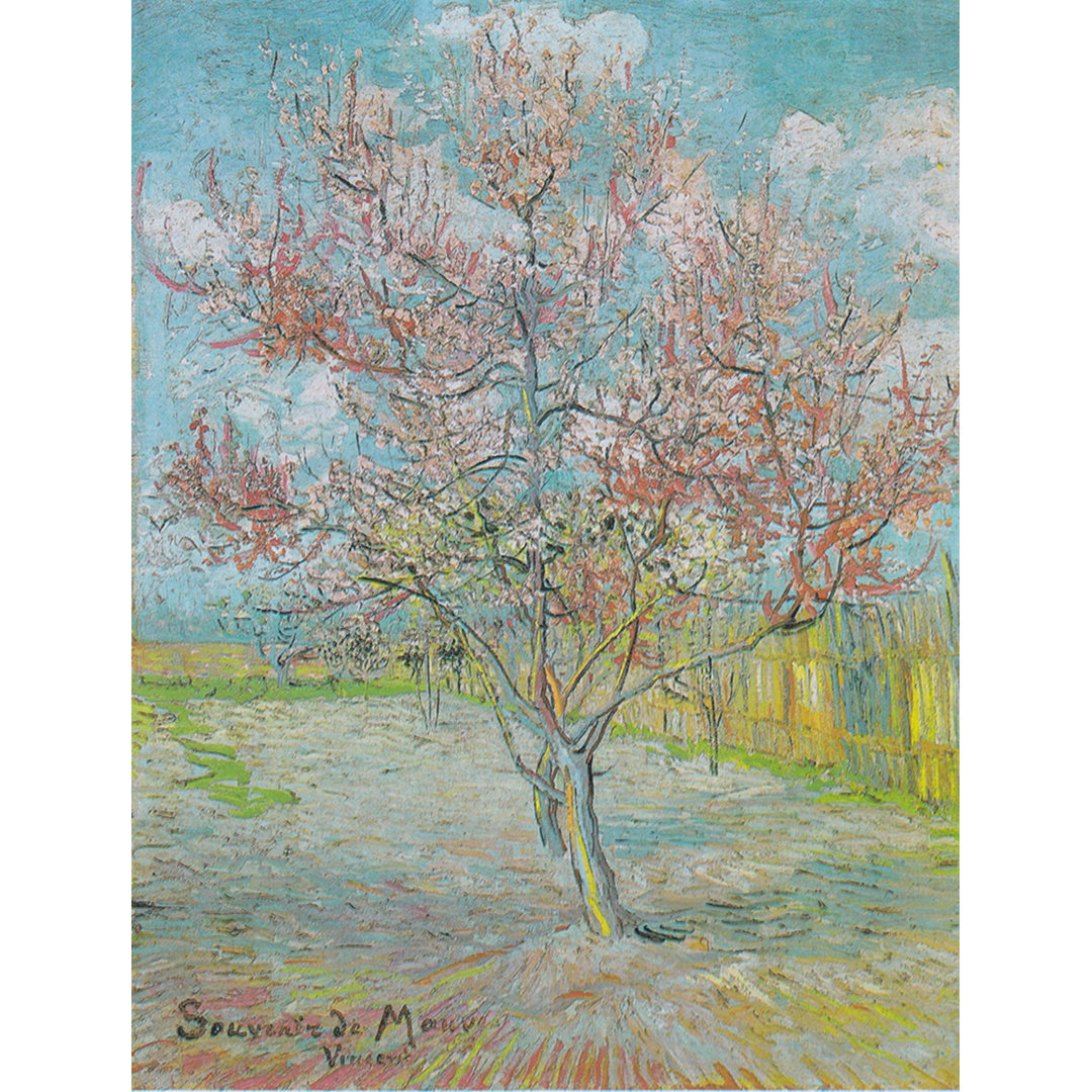 'Pink Peach Tree in Bloom,1888' by Vincent Van Gogh Painting Print on Wrapped Canvas Vault W Artwork 
