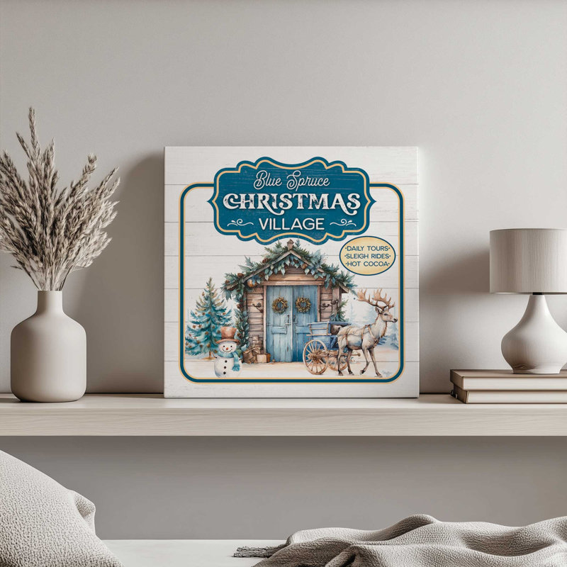 «Christmas Village» par Mollie B., reproduction d'art, L 20 po x H 20 po, Ne s’applique pas, Toile tendue
