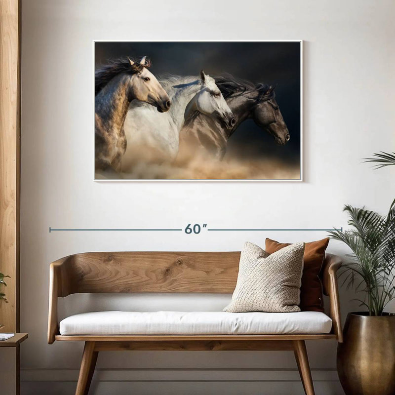 Chevaux magnifiques, Cadre flottant blanc, 43 po x 29 po