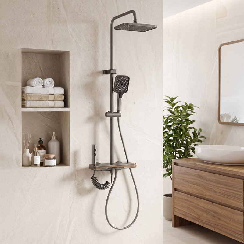 Wall-Mount Bathroom Piano-Key Panel Shower System Set
