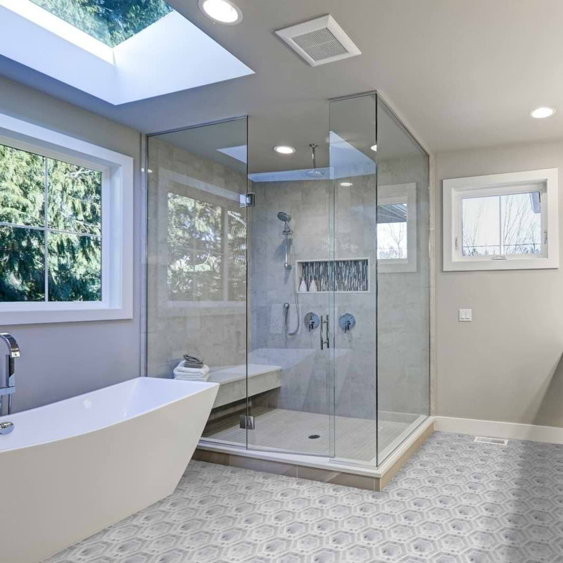 Nova 6" Hexagon Polished Marble Mosaic Tile, Lynx